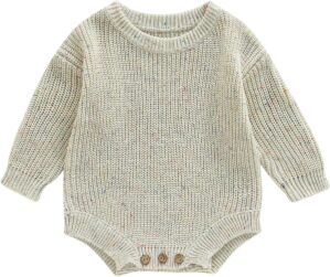 FYBITBO Baby Girl Boy Sweater Knit Oversized Pullover Sweatshirt Romper Onesie Warm Fall Winter Clothes Outfit Newborn
