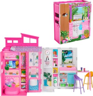 Barbie Dollhouse Playset, Getaway House with 11 Accessories Including 2 Chairs, 4 Play Areas & 360-degree Play
