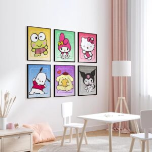 W.O.W.A – Hello Kitty Themed Nursery Decor for Baby Girls – Set of 6 Vibrant Posters for Kids and Teens Bedroom (8″x10″, UNFRAMED)