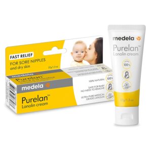 Medela Purelan Lanolin | Safe for Breastfeeding Baby | 100% Natural Nipple Cream, Single Ingredient | Soothing Protection for Nursing Moms, 1.3 Ounce
