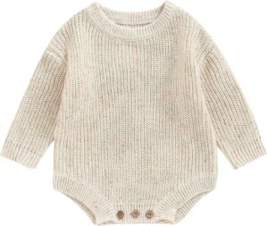 FYBITBO Baby Girl Boy Sweater Knit Oversized Pullover Sweatshirt Romper Onesie Warm Fall Winter Clothes Outfit Newborn