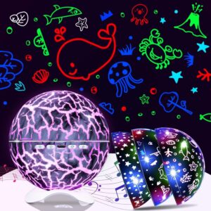 Night Light for Kids, Night Light Projector with 3 Films-Stars, Oceans, Dinosaurs, 360° Rotation Ceiling Projector for Kids Room, Birthday Gifts for Kids, RTYD-1