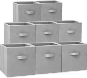 Criusia Storage Cubes – 11 Inch Heavy Duty Fabric Storage Bins for Shelves Closet, Cube Organizer – 8 Pack Collapsible Cube Storage Bins Baskets for Organizing Clothes Blankets Toys (Grey)