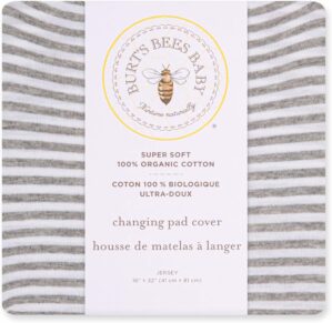 Burt’s Bees Baby Unisex Baby Gift Set – Crib Sheet, Changing Pad Cover, 100% Organic Cotton Essentials Bundle
