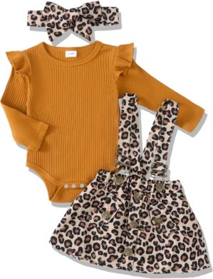 Newborn Infant Baby Girl Dress Clothes Winter Outfits Top Romper Overalls Dresses Suspender Skirt Set for Girls