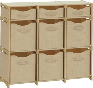 9 Cube Closet Organizers And Storage | Includes All Storage Cube Bins | Easy To Assemble Closet Storage Unit With Drawers | Room Organizer For Clothes, Baby Closet Bedroom, Playroom, Dorm (Beige)