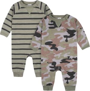 Gerber Baby Boys’ 2-Pack Long Leg Romper