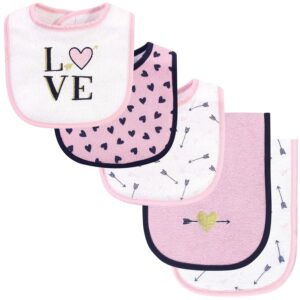 Hudson Baby Unisex Baby Cotton Terry Bib and Burp Cloth Set, Love, One Size
