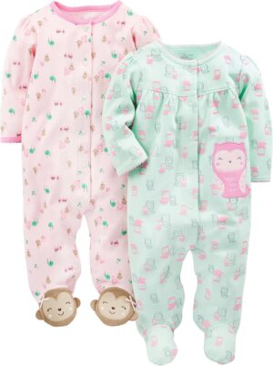 Simple Joys by Carter’s Baby Girls’ 2-Pack Cotton Snap Footed Sleep and Play