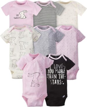 Gerber Baby Girls’ 8-Pack Short Sleeve Onesies Bodysuits