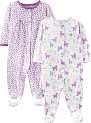 Simple Joys by Carter’s Baby Girls’ 2-Pack Cotton Snap Footed Sleep and Play