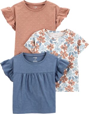 Simple Joys by Carter’s Girls’ Short-Sleeve Shirts and Tops, Pack of 3