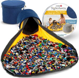 Creative QT SlideAway Toy Storage Organizer & Play Mat for Kids – Organizer Storage Bin – Kids Toy Box for Boys & Girls – Playroom Bin – Holders for Kid Rooms, Classrooms, Teachers – Navy Blue