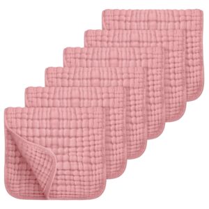 Looxii Muslin Burp Cloths 100% Cotton Muslin Cloths Large 20”x10” Extra Soft and Absorbent 6 Pack Baby Burping Cloth (Bean Paste)