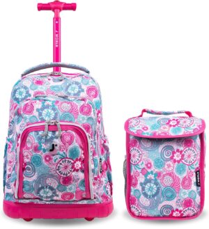 J World New York Lollipop Kids Rolling Backpack & Lunch Bag Set, Blue Raspberry, One Size