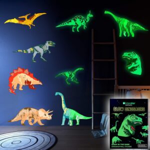 Dinosaur Wall Decals for Kids Room, Glow in The Dark Wall Stickers, Large Removable Dino Decor for Boys Room, Classroom – Birthday Christmas Gift for Girls and Boys, Toddler Room Decor for Boys