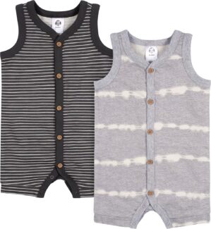 Gerber Baby Boys’ 2-Pack Short Leg Romper
