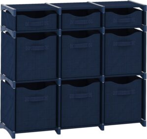 9 Cube Closet Organizers And Storage | Includes All Storage Cube Bins | Easy To Assemble Closet Storage Unit With Drawers | Room Organizer For Clothes, Baby Closet Bedroom, Playroom, Dorm (Navy)