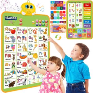 Electronic Alphabet Wall Chart, Talking ABC, 123s, Music Poster, Kids Montessori Toys for Toddlers 2-4, Interactive Educational Toddler Toy, Learning Gift for Age 1 2 3 4 5 Year Old Boys Girls – Green