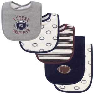 Hudson Baby Unisex Baby Cotton Terry Bib and Burp Cloth Set, Football, One Size