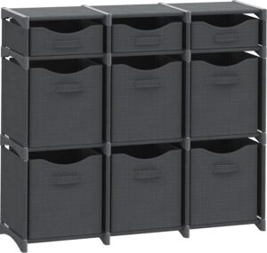 9 Cube Closet Organizers And Storage | Includes All Storage Cube Bins | Easy To Assemble Closet Storage Unit With Drawers | Room Organizer For Clothes, Baby Closet Bedroom, Playroom, Dorm (Dark Grey)