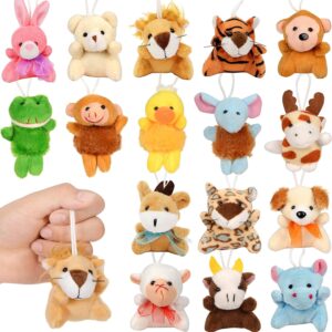 16-Pack Mini Animal Plush Toy Set, Soft Plush Toys for Kids Party Favors, Keychain Ornament,Birthday Party Supplies,Prize Rewards