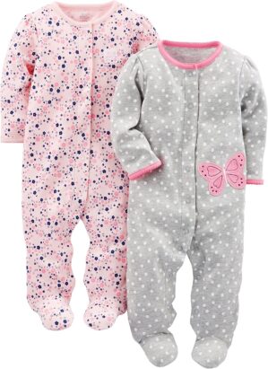 Simple Joys by Carter’s Baby Girls’ 2-Pack Cotton Snap Footed Sleep and Play