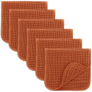 Comfy Cubs Muslin Burp Cloths 20″ x 10″, Pack of 6 – Large, 6-Layer, Ultra Absorbent 100% Cotton for Baby Drool and Messes – Soft, Safe & Gentle Baby Burp Cloths Set for Boys & Girls – Garnet