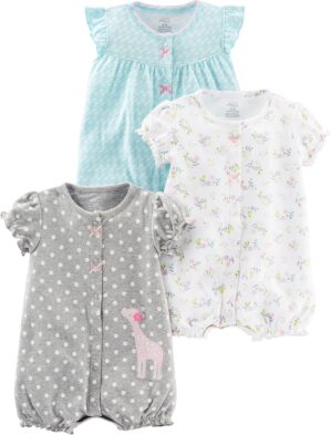 Simple Joys by Carter’s baby-girls 3-pack Snap-up Rompers