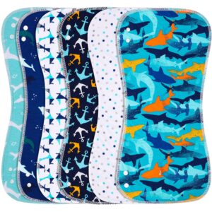 Baby Burp Cloths with Snap Large Size 3-Layers Thicken 100% Cotton Super Absorbent and Soft Baby Spit Up Burping Rags Baby Burp Cloth Set for Boys 6 Pack