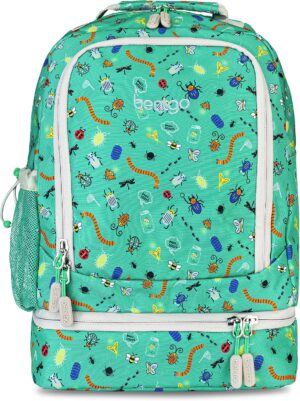 Bentgo Kids 2-in-1 Backpack & Insulated Lunch Bag – Durable 16” Backpack & Lunch Container in Unique Prints for School & Travel – Water Resistant, Padded & Large Compartments (Bug Buddies)