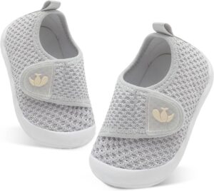 FEETCITY Baby First Walking Shoes Wide Baby Shoes Infant Sneakers Newborn Crib Shoes Lightweight Barefoot Slip On Shoes