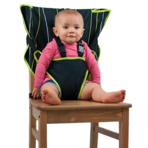 The Original Easy Seat Portable Safety Harness Chair Accessory (Black) – Quick, Easy Cloth Portable High Chair for Travel, Fits in Your Hand Bag as a Convenient Baby Travel Accessory