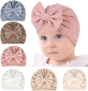 Baby Girl Hat with Disc Flower Newborn Infant Toddlers Beanies Caps Hats Baby Kids Knotted Turbans Headband Cap…