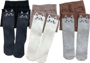 3Pcs Baby Girl Tights,Toddler Tights With Cute Glitter Pattern,Leggings Stockings Cotton Pantyhose 2-12 Years