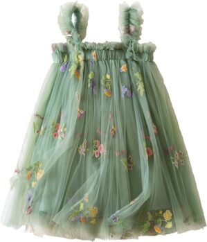 Nileafes Toddler Summer Dress Baby Girl Strap Floral A Line Dress Sleeveless Beach Butterfly Sundress for Toddler Girl