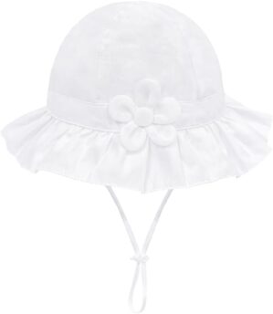 jerague Toddler Kids Baby Girl Breathable Sun Hat Cotton Foldable 50+ SPF Protective