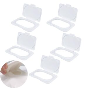 5 Pack Baby Wipes Flip Lid Reusable Adhesive Sticky Dispenser Cover Non-Drying Cap for Child Water Wipe Packs Bag Package Portable Pouch Travel Wet Tissues Paper Towel Holder Countainer