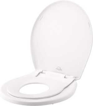 Little2Big Toilet Seat with Built-In Potty Training Seat, Slow Close, Durable Plastic, ROUND, White