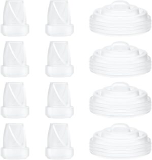 12PCS M5 Breast Pump Replacement Parts, 8pcs Silicone Duckbill Valve & 4pcs Silicone Diaphragm Compatible with Momcozy M5 Wearable Breastpump, Mom Cozy M5 Breastfeeding Essential Accessories