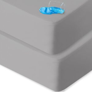 Crib Sheets Waterproof 2 Pack, Crib Mattress Protector, Toddler Fitted Crib Sheet Neutral, Ultra Soft & Breathable Toddler Bed Sheets for Boys and Girls, Grey