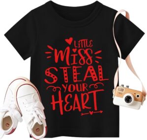 Valentines Shirts for Boys Girls Kids Toddler Funny Dinosaur Steal Hearts Tee Tops