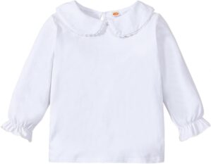 12M-6Y Baby Girls Long Sleeves Solid Color Doll Collar T-Shirt Blouse Toddler Kids Basic Pullover Bottom Tops