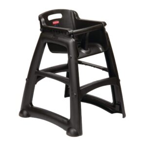 Rubbermaid Commercial Products Sturdy High-Chair, 33lb Capacity, Black, Pre-Assmbled Without Wheels, Stackable, Fits Under Table for Child/Baby/Toddler Seating