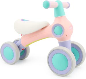 TENBOOM Baby Balance Bike for 1 Year Old Boys Girls，Toddler Bike 12-36 Months，Adjustable Seat，No Pedal Infant 4 Wheels Bicycle，First Birthday Gifts，Ride On Toy for Kids