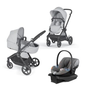 Cybex EOS 5-in-1 Travel System Stroller + Lightweight Aton G Infant Car Seat, Lava Grey