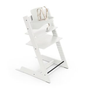 Stokke Tripp Trapp High Chair 2, White – Includes Chair + Baby Set with Removable Harness for Children 6-36 Months – Adjustable, Ergonomic & Easy to Clean