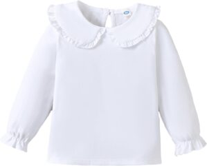 Magic Park 12M-6Y Baby Girl Long Sleeve Blouse Toddler Ruffle T-Shirt Kid Solid Color Tee Casual Tops Winter Clothes