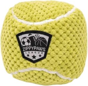 ZippyPaws SportsBallz – Dog Squeaky Toys to Keep Them Busy, Funny Plush for Small, Medium, & Large Dogs, Cute Stuffed Puppy Toy, Pet Products, Gift for All Breeds, Interactive Squeaker – Tennis