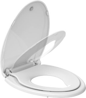 Toilet Seat, Elongated Toilet Seat with Toddler Seat Built in, Potty Training Toilet Seat Elongated Fits Both Adult and Child, with Slow Close and Magnets- Elongated